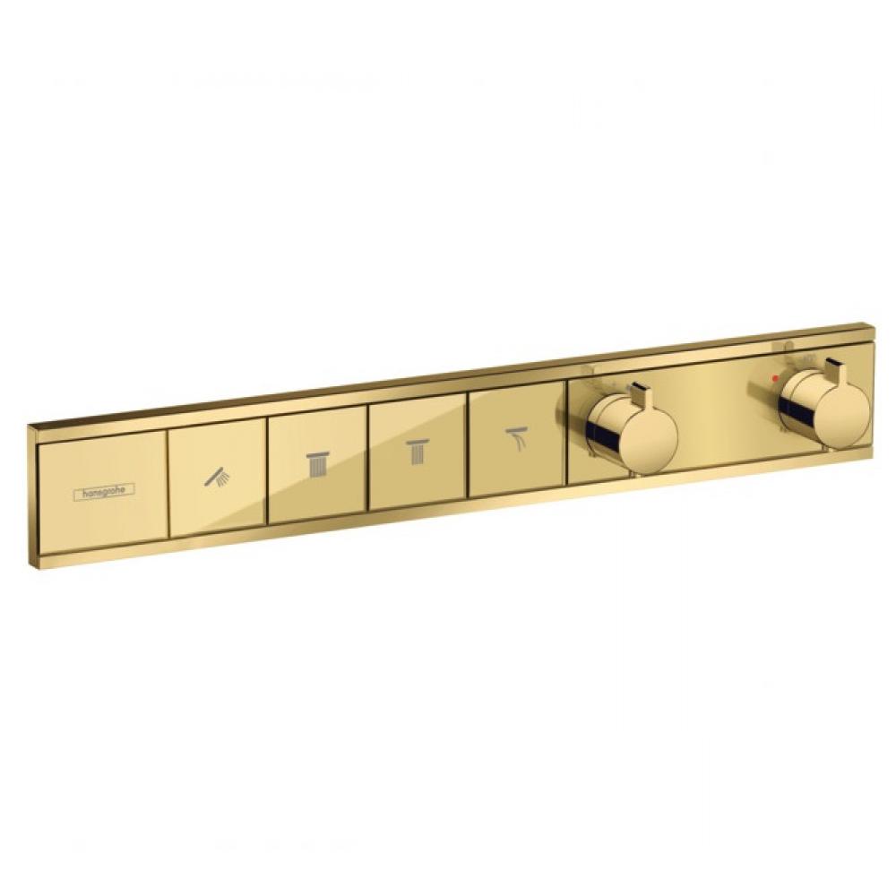 Photo Shower mixer with thermostat hansgrohe RainSelect 15382990 hidden installation, for 4 consumers polished gold