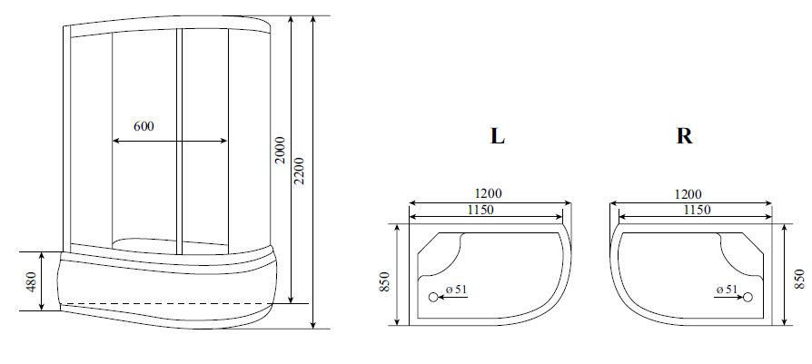 Photo Shower cabin Timo Lux T-7720 L, left-handed