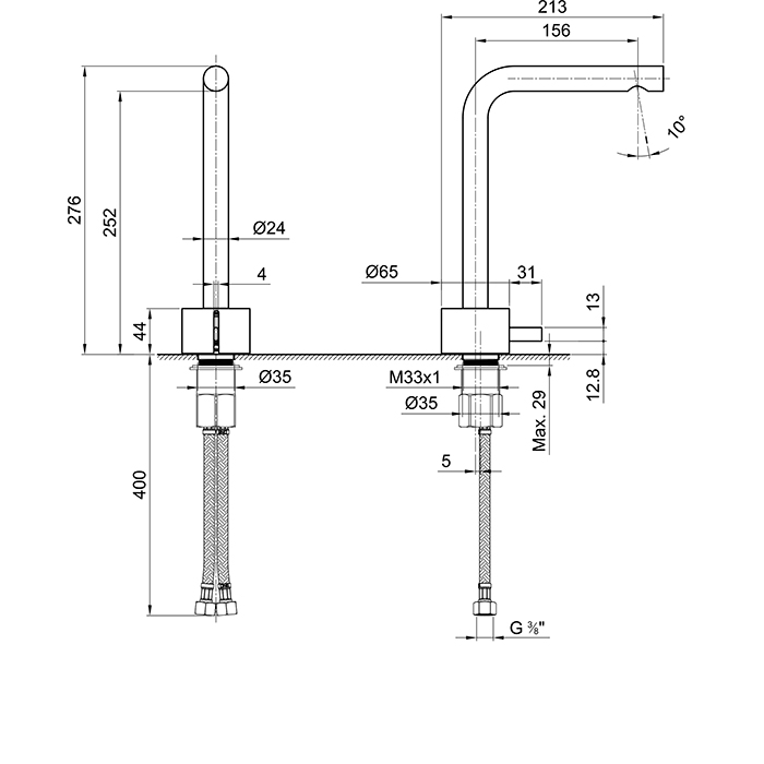 Photo Fantini sink mixer AF/21 27 93 A506WF steel