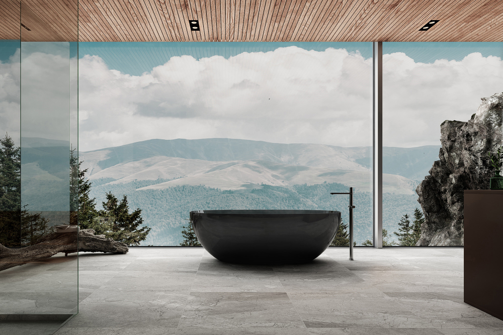 Photo Transparent bath Abber Kristall 165x78 AT9701Onyx black