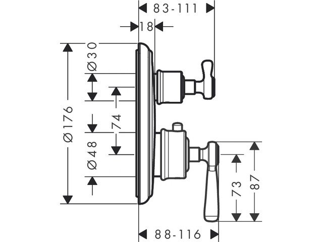Photo Exterior shower thermostat Axor Montreux 16801000