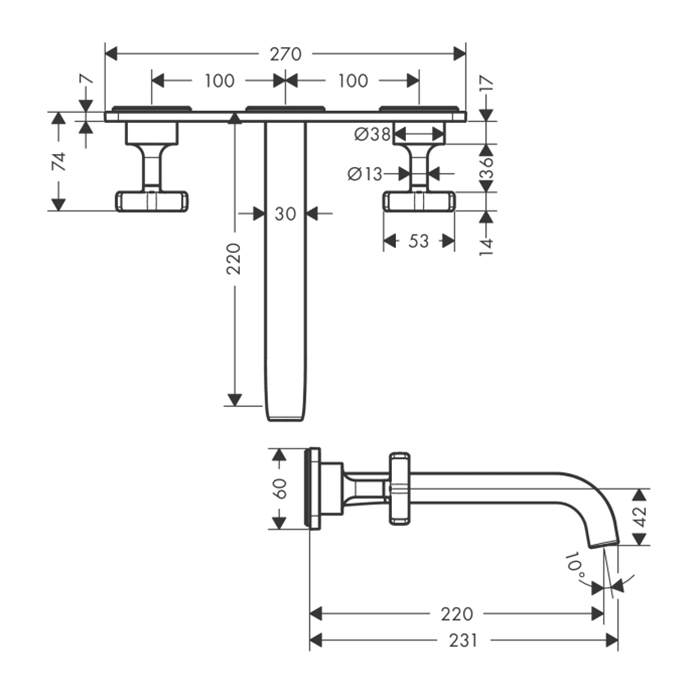 Photo Axor Citterio E 36115340 grinded black chrome sink mixer