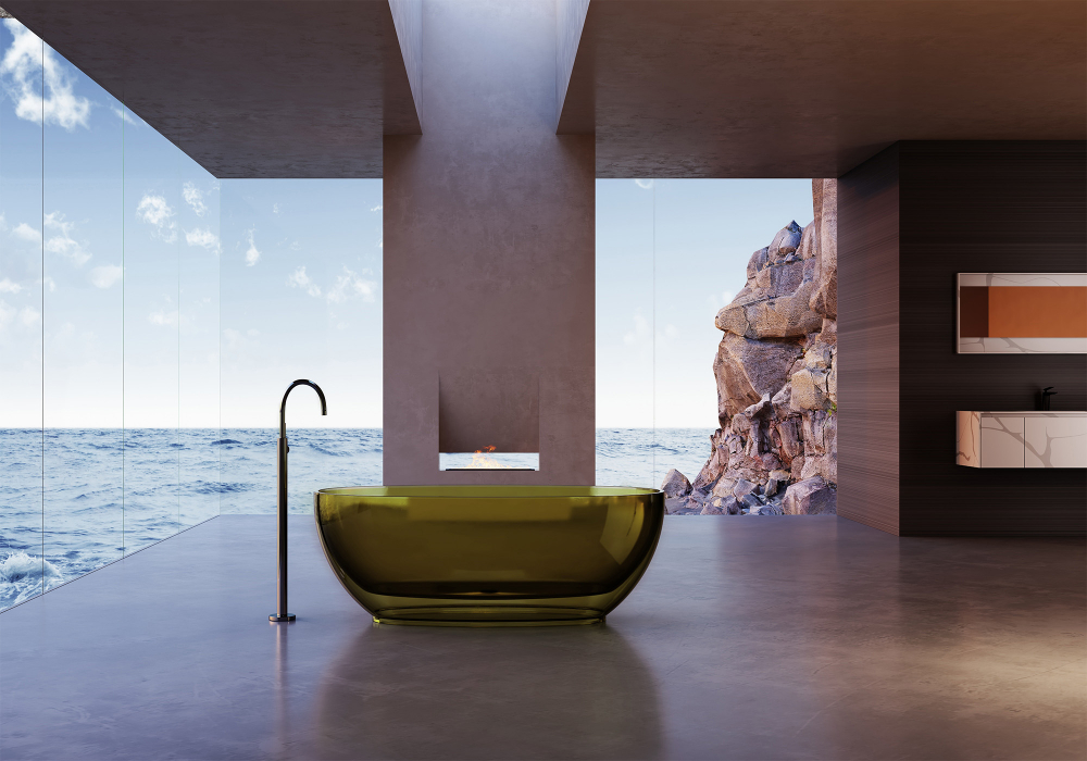 Photo Transparent bath Abber Kristall 170 AT9703Vesuvian green