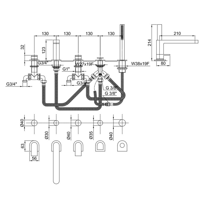 Photo Bath mixer Fantini Mare 51 02 6365