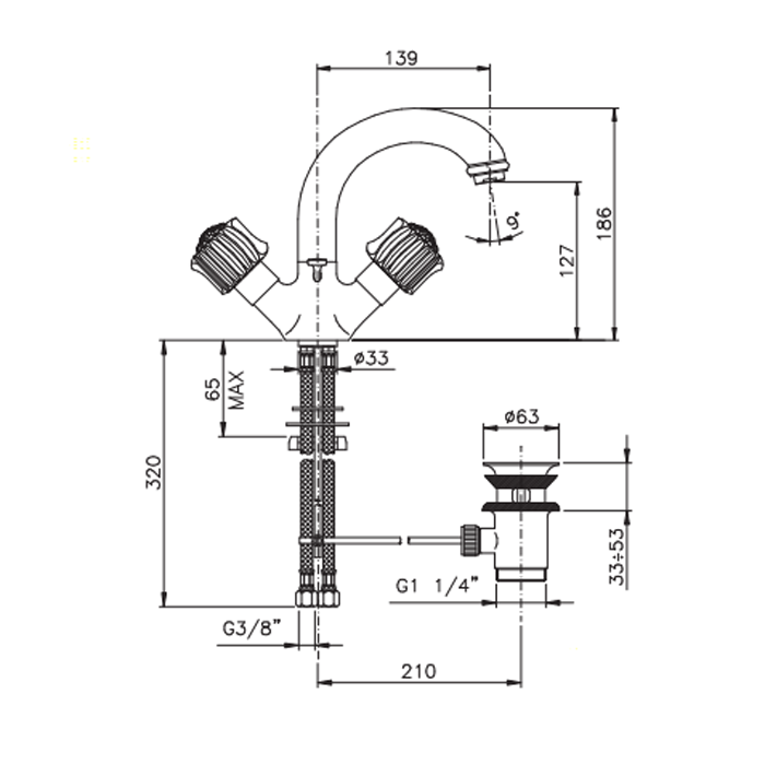 Photo Nicolazzi Onice 2132CR09O sink mixer