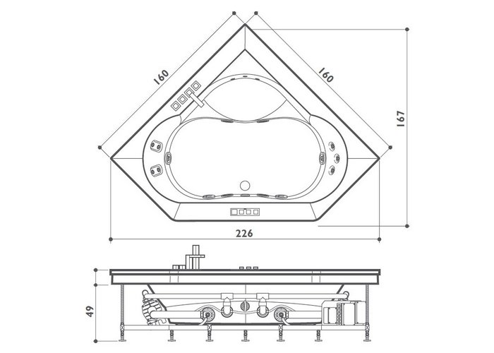 Photo Acrylic bath Jacuzzi Aura 160x160 9F43-483A