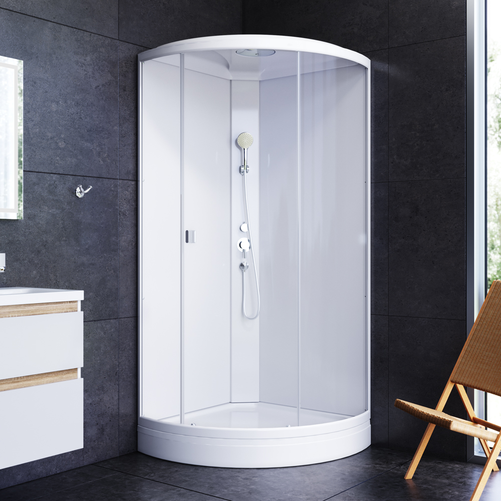 Photo Shower cabin AM.PM X-Joy W88C-301-090WT64 glass transparent, profile white