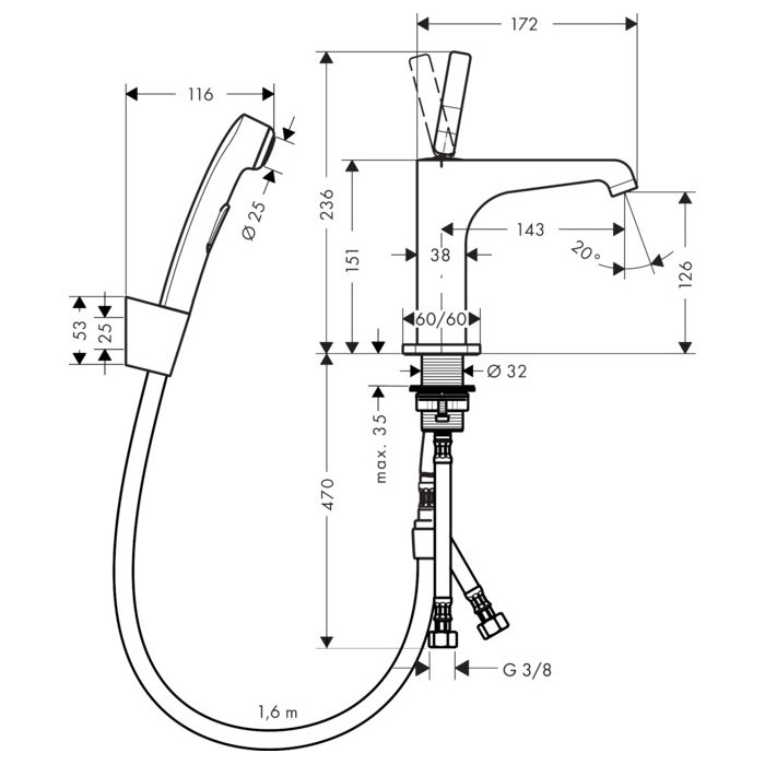 Photo Axor Citterio M 36130000 sink mixer with hygienic shower