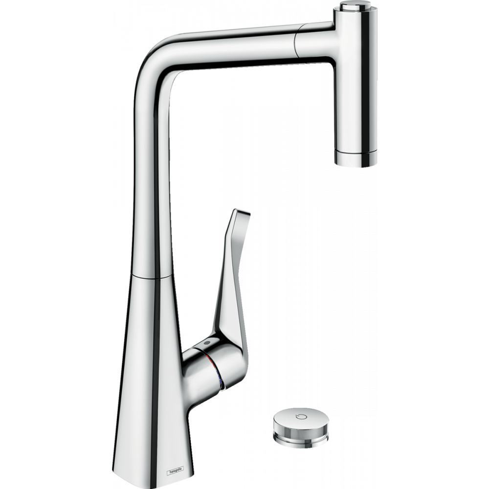 Photo Kitchen mixer hansgrohe Metris Select M71, 320 Eco, 2jet, sBox 73827000 for 2 holes, with hood shower, chrome
