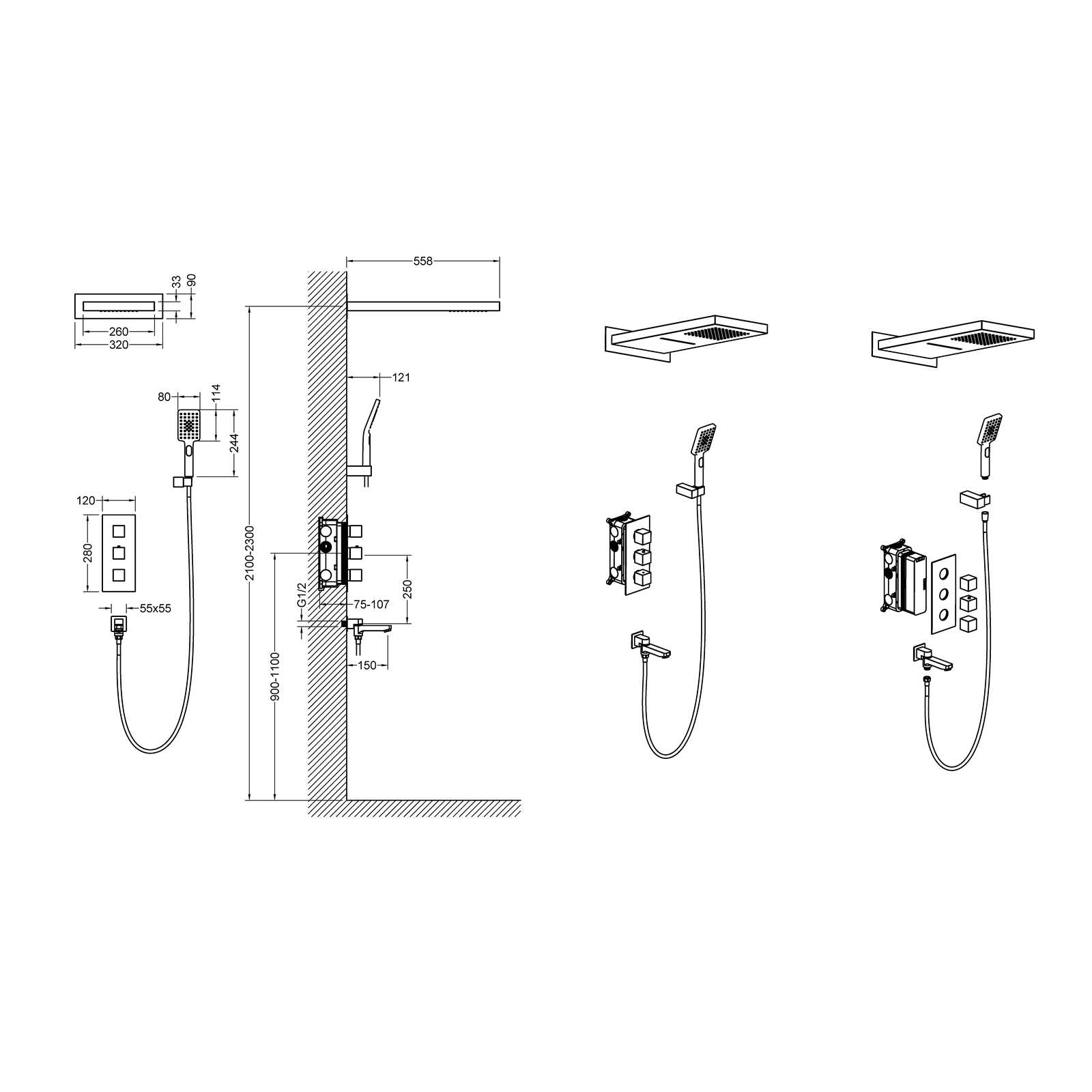 Photo Shower system with Timo Petruma SX-5079/00SM chrome