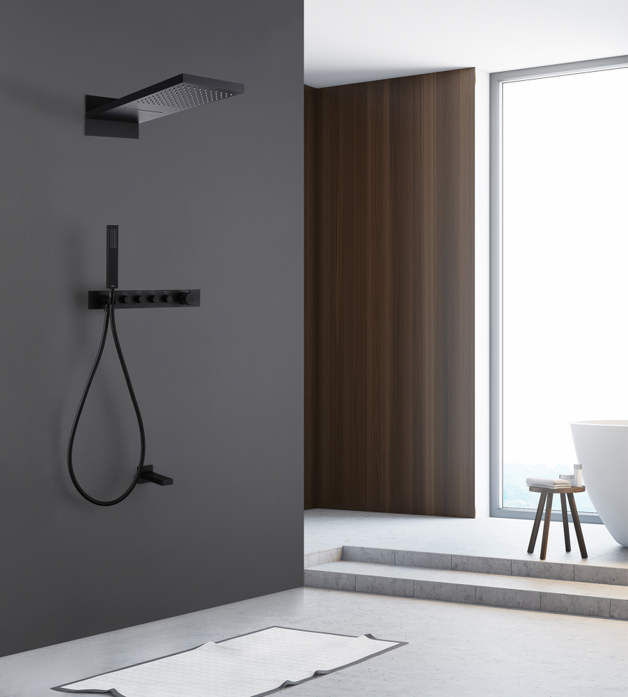 Photo Shower kit Abber Rund AF8753B black matte