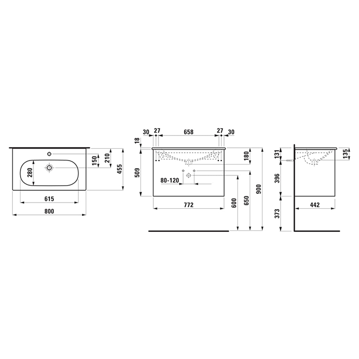 Photo Laufen Lua sink cabinet 80 8.6008.7.260.104.1 white matte