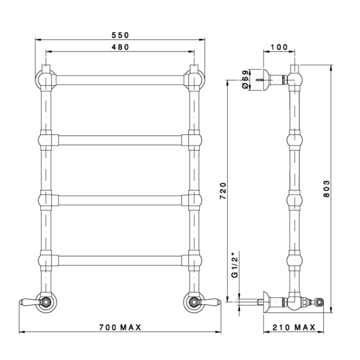 Photo Towel warmer electric Nicolazzi Complementi Arredo 55x79.5 5528EBZ bronze