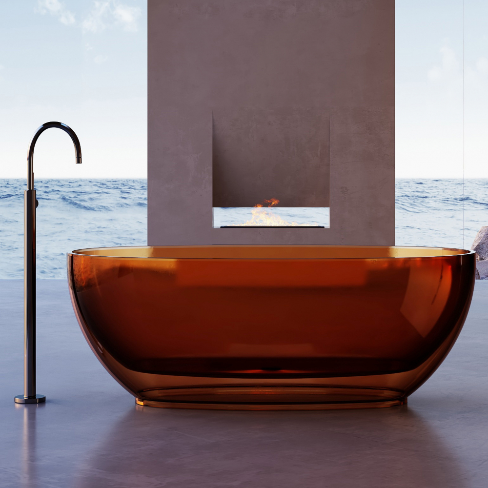 Photo Transparent bath Abber Kristall 170x75 AT9703Opal brown