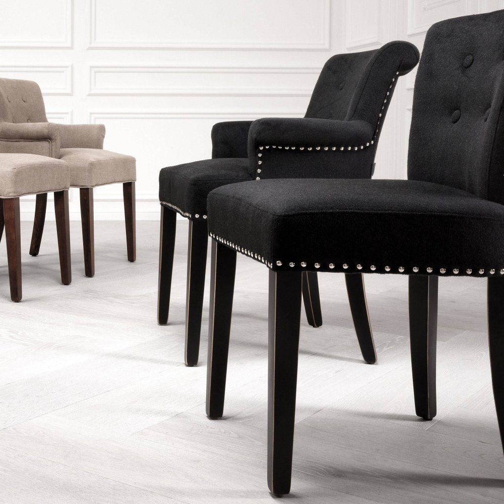 Photo Key Largo dining chair (black, cashmere, with armrests)