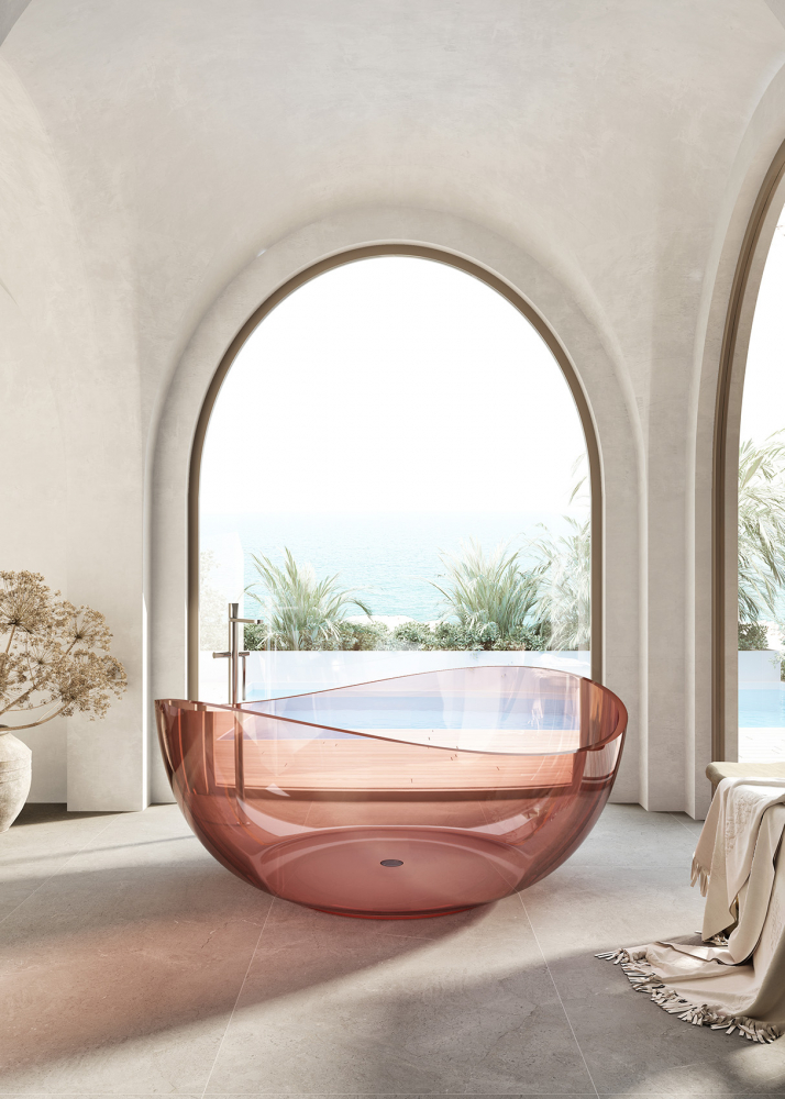 Photo Transparent bath Abber Kristall 150x150 AT9705Koralle pink