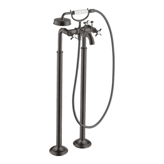 Photo Floor bath mixer Axor Montreux 16547340 with shower set grinded black chrome