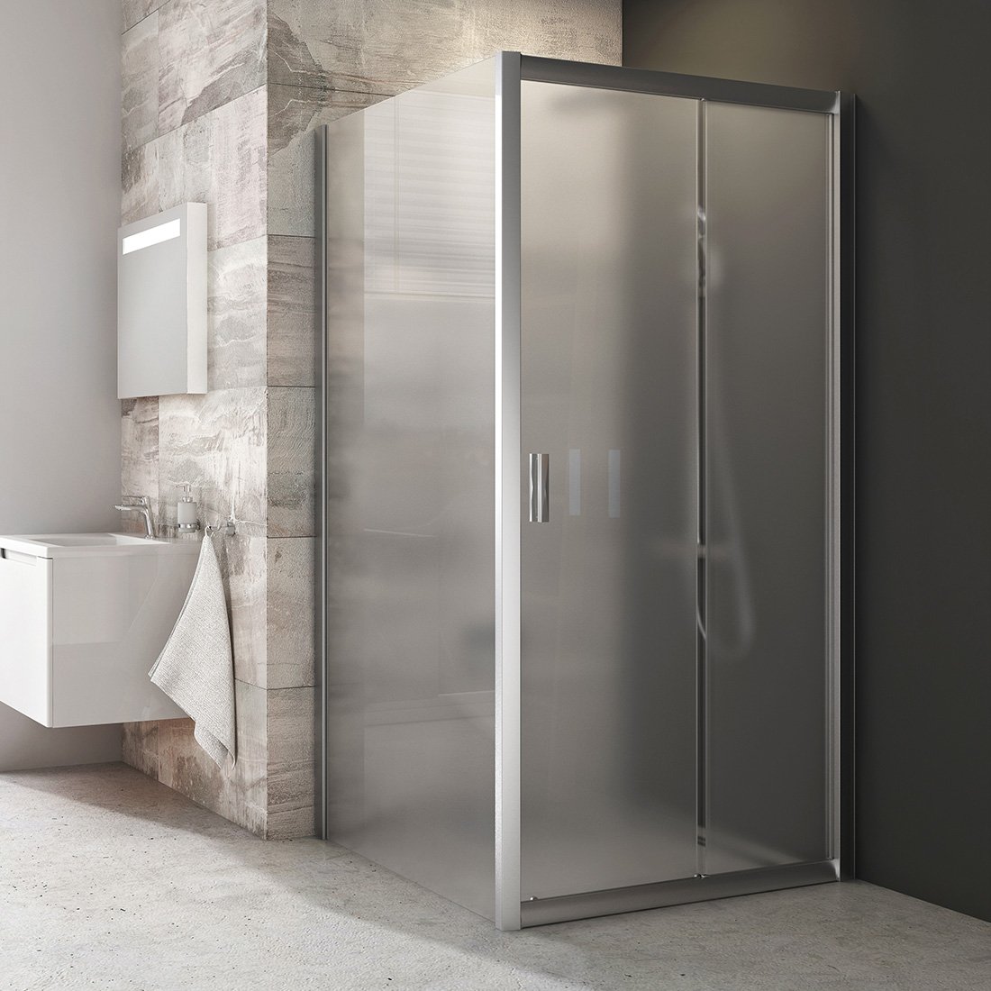 Photo Shower door Ravak Blix BLDP2-120 0PVG0U00ZG satin + Grape