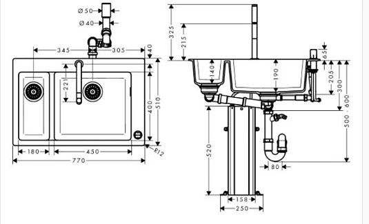 Photo Kitchen combination hansgrohe C51-F635-09 43220000 chrome