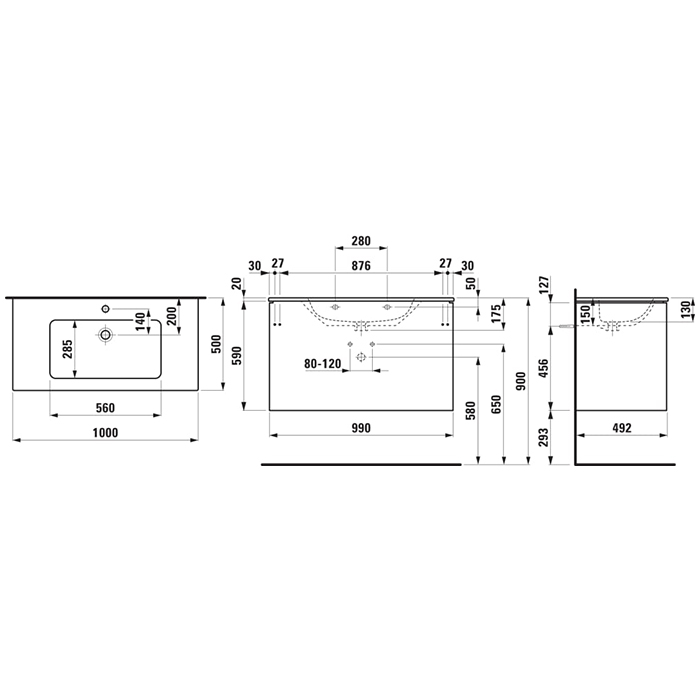 Photo Laufen Pro 100 sink cabinet 8.6496.2.260.104.1 white
