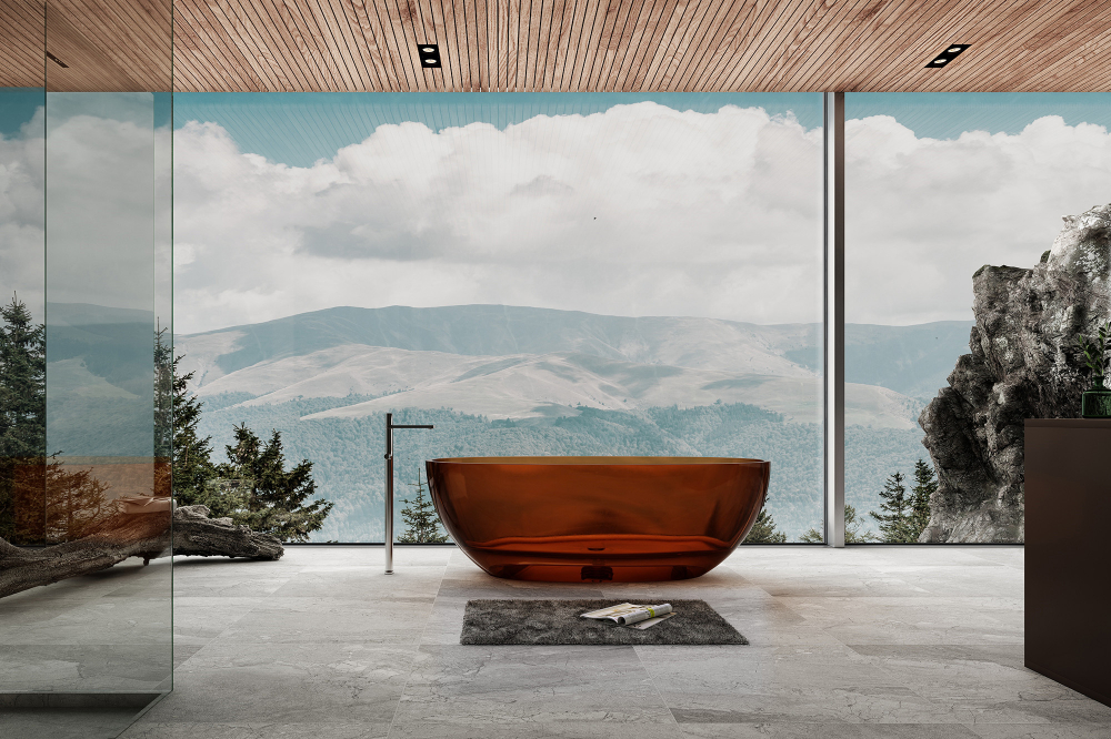 Photo Transparent bath Abber Kristall 165x78 AT9701Opal red