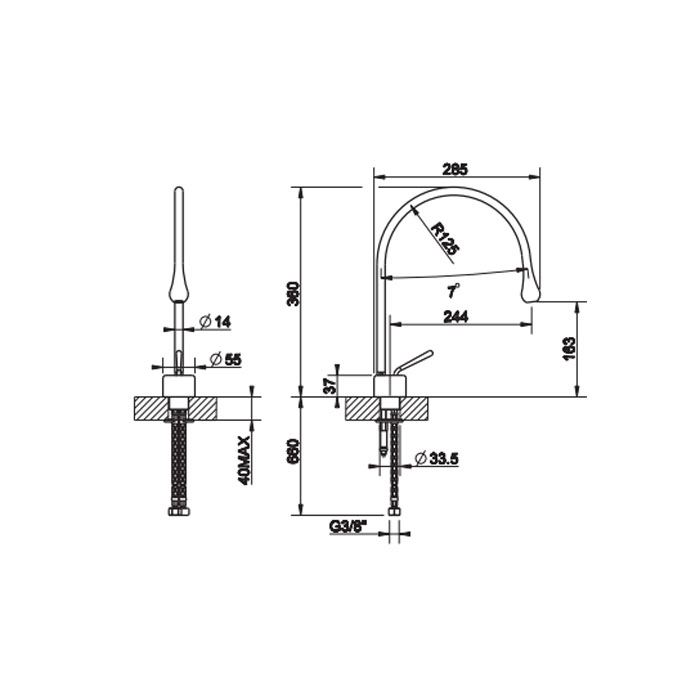 Photo Gessi Goccia sink mixer 33803#299 black matte