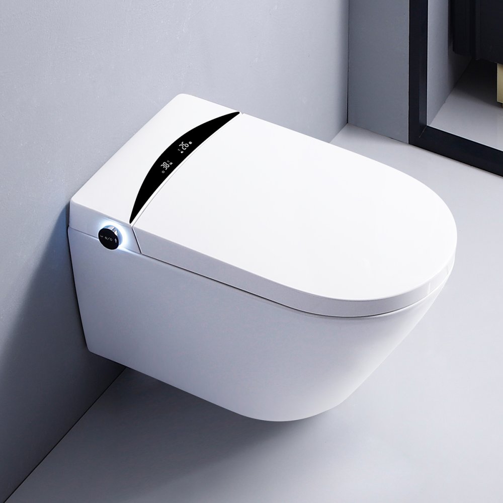 Photo Electronic hanging toilet with installation Timo TE-751B white / black