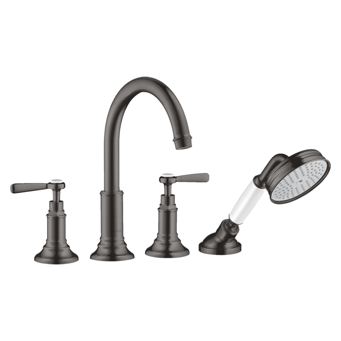 Photo Mixer on board bath Axor Montreux 16554340 with shower set grinded black chrome