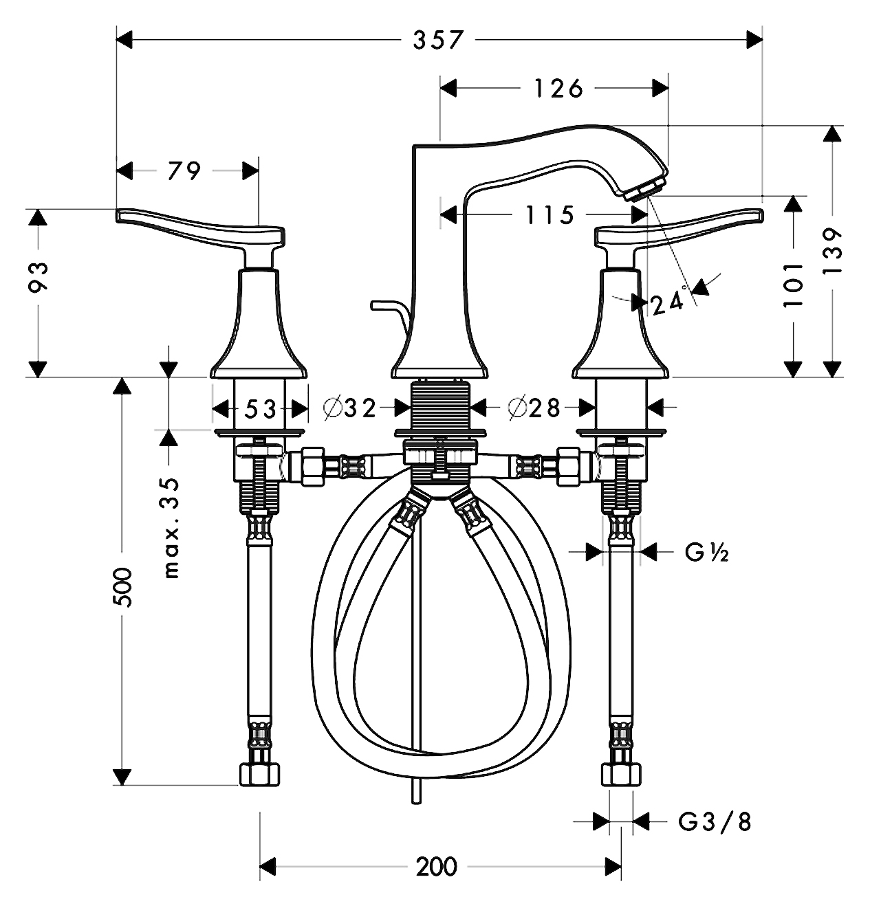 Photo Sink Mixer hansgrohe Metris Classic 31073000