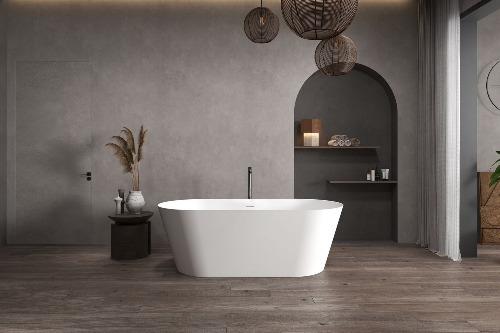 Photo Bath of artificial stone Abber Stein 160x70 AS9626 white matte
