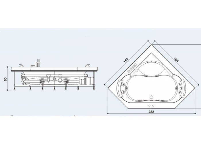 Photo Acrylic Bath Jacuzzi Aura 164x164 9443-740A