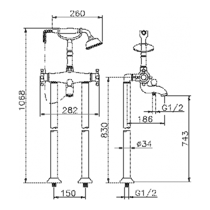 Photo Bath mixer Huber Victorian VTT3901027 bronze