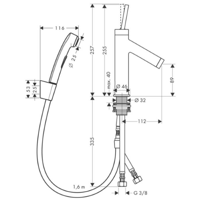 Photo Axor Starck 10300000 sink mixer with hygienic shower