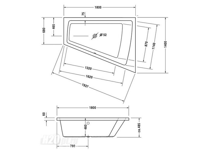 Photo Duravit Paiova Acrylic Bath 180x140 DX 700217000000000