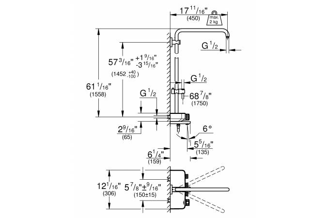 Photo shower column Grohe Euphoria SmartControl 26512000 without top and hand shower