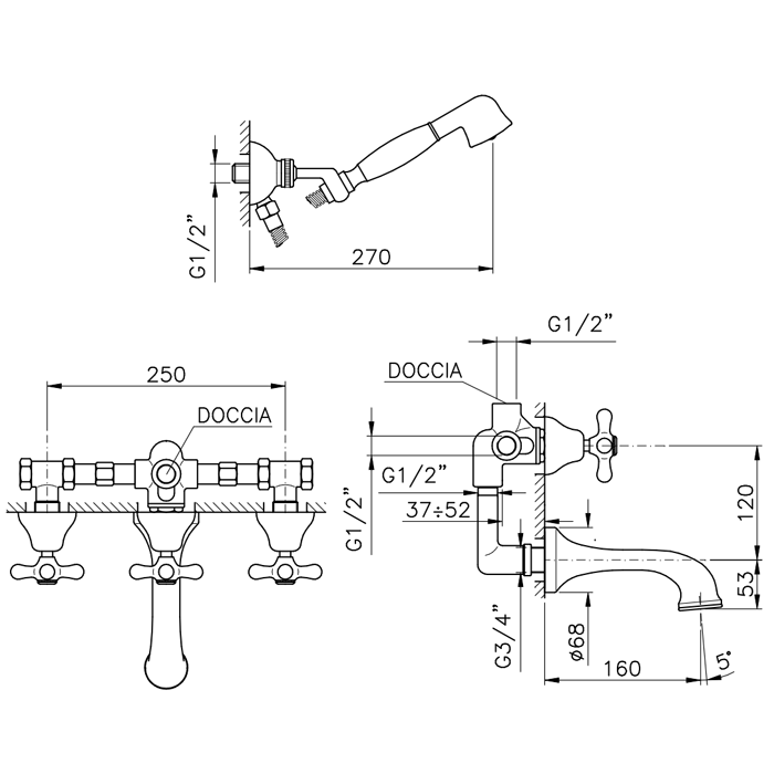 Photo Bath mixer Nicolazzi Nuova Brenta 2503CR