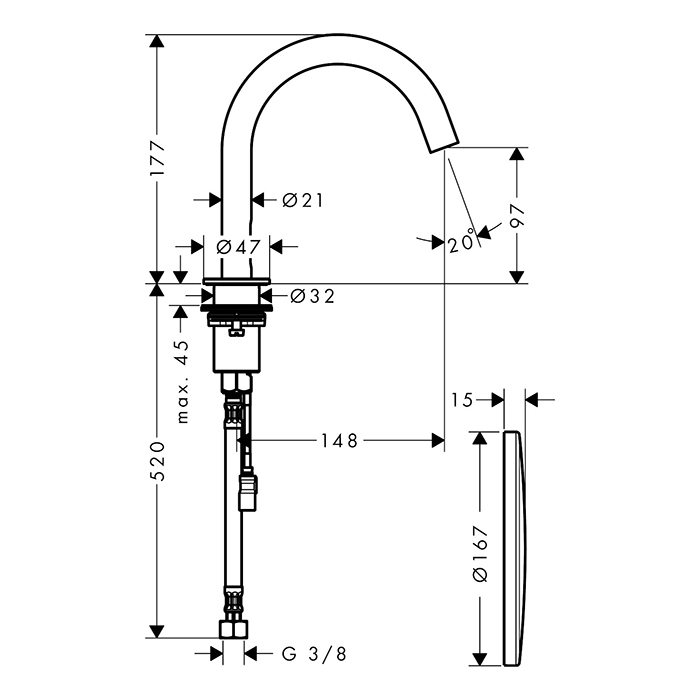Photo Axor Uno 38010670 black matte sink mixer
