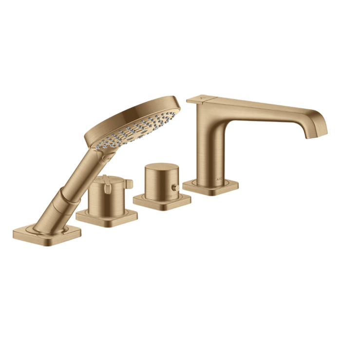 Photo Thermostatic mixer on board the bath Axor Citterio E 36410140 with shower set polished bronze