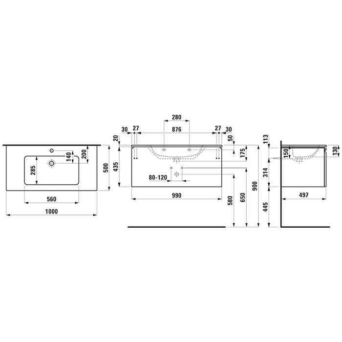Photo Laufen Pro 100 sink cabinet 8.6096.6.475.104.1 white