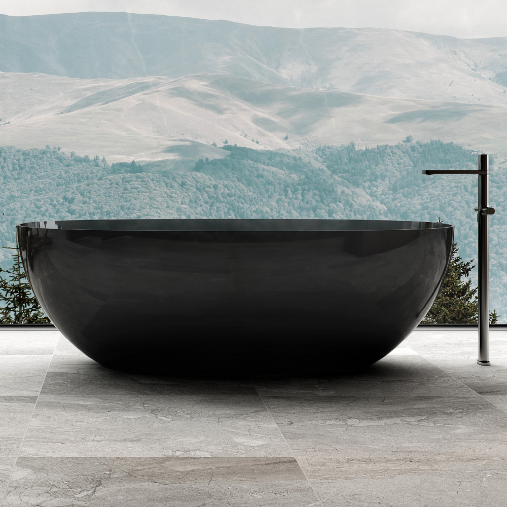 Photo Transparent bath Abber Kristall 165x78 AT9701Onyx black