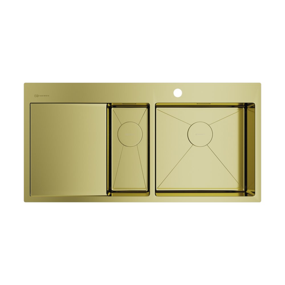Photo Kitchen sink Omoikiri Akisame 100-2-LG-R stainless steel/light gold 4973090