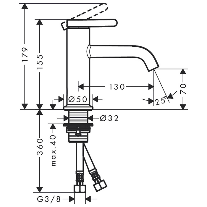 Photo Axor One 48001670 black matte sink mixer