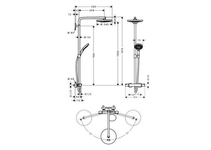 Photo Shower stand hansgrohe Raindance Select S 240 2jet Showerpipe 27129000