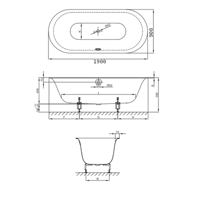 Photo Steel bath Bette Lux Oval 190x90 3467-000PLUS