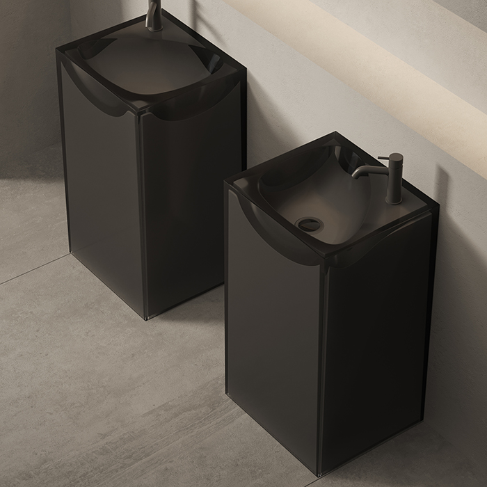 Photo Dea Design Pedestal Basin 49 DD2024 495 R4 smoky black sink