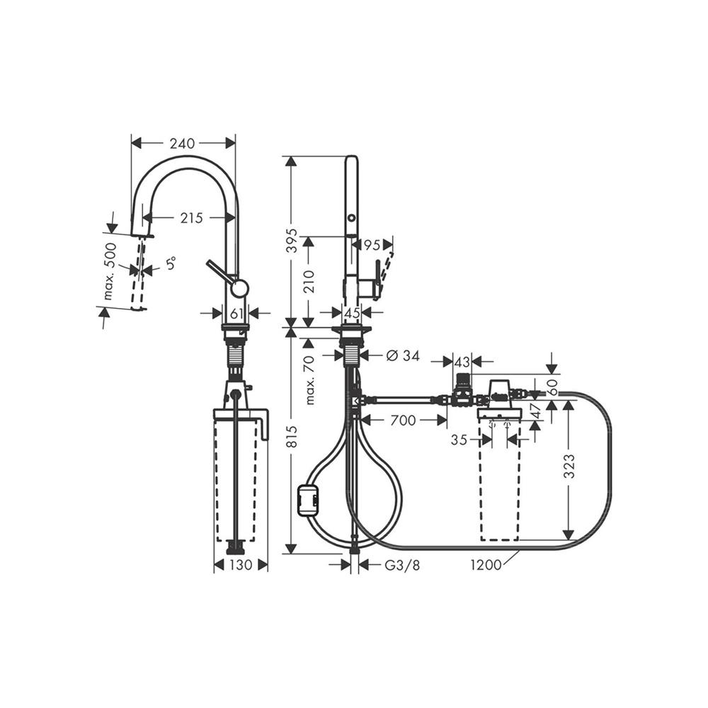 Photo Kitchen mixer hansgrohe Aqittura M91 76803800 with filter connection