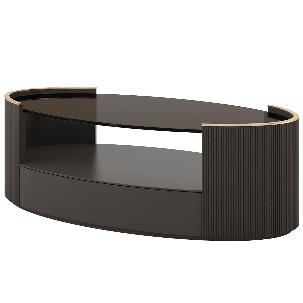 Photo Love coffee table (oval, dark chocolate hue)