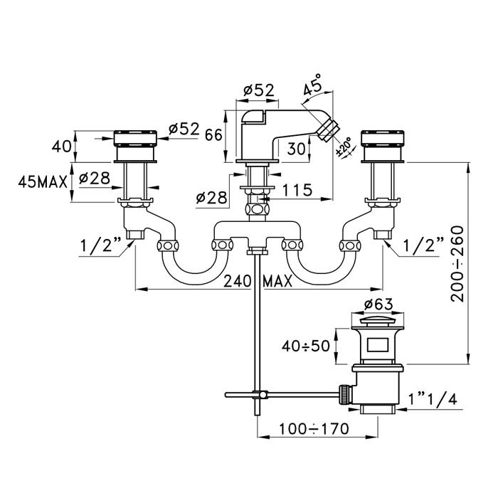 Photo Mixer for bidet Stella Timeaster TA 00201 CR00N