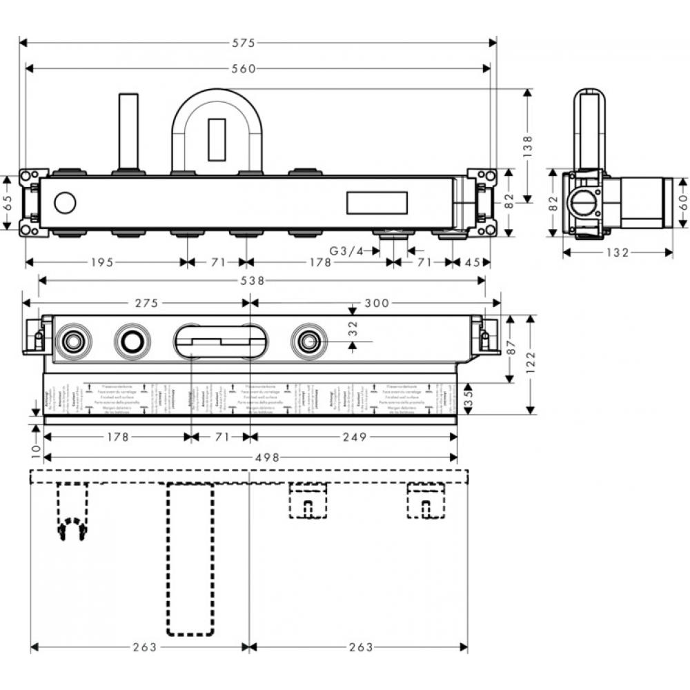 Photo Hidden part of hansgrohe RainSelect 15314180 for bath with 2 consumers