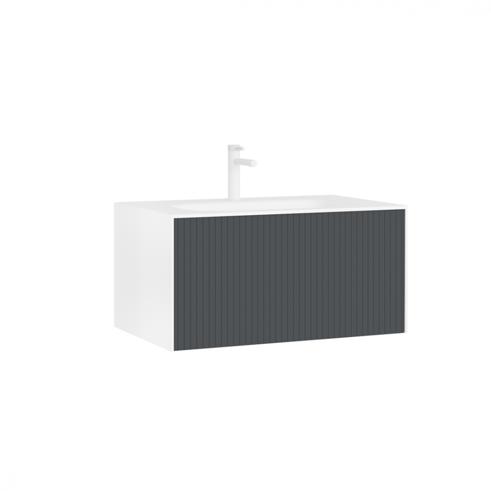Photo Orka Cube sink cabinet 80 3000371 anthracite matte/white